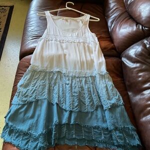 Black Swan White and Shades of Blue Tiered Sundress